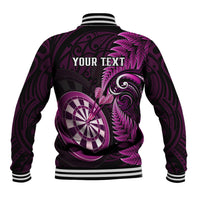 Personalised New Zealand Darts Baseball Jacket Happiness Is A Tight Threesome Maori Pink LT14 - Polynesian Pride