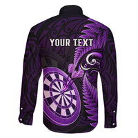 Personalised New Zealand Darts Family Matching Off Shoulder Maxi Dress and Hawaiian Shirt Happiness Is A Tight Threesome Maori Purple LT14 - Polynesian Pride