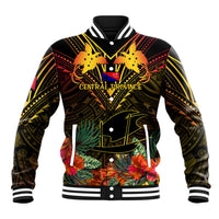 Papua New Guinea Central Province Baseball Jacket Papua Niugini Coat Of Arms With Flag Style LT14 Unisex Black - Polynesian Pride