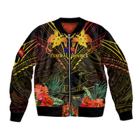 Papua New Guinea Central Province Bomber Jacket Papua Niugini Coat Of Arms With Flag Style LT14 Unisex Black - Polynesian Pride