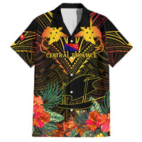Papua New Guinea Central Province Family Matching Off Shoulder Maxi Dress and Hawaiian Shirt Papua Niugini Coat Of Arms With Flag Style LT14 Mom's Dress Black - Polynesian Pride