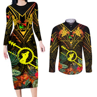 Papua New Guinea Southern Highlands Province Couples Matching Long Sleeve Bodycon Dress and Long Sleeve Button Shirts Papua Niugini Coat Of Arms With Flag Style LT14 Black - Polynesian Pride