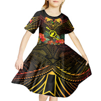 Papua New Guinea Southern Highlands Province Kid Short Sleeve Dress Papua Niugini Coat Of Arms With Flag Style LT14 - Polynesian Pride