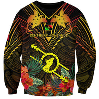 Papua New Guinea Southern Highlands Province Sweatshirt Papua Niugini Coat Of Arms With Flag Style LT14 Unisex Black - Polynesian Pride