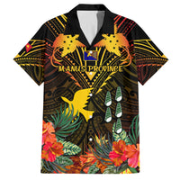 Papua New Guinea Manus Province Family Matching Puletasi Dress and Hawaiian Shirt Papua Niugini Coat Of Arms With Flag Style LT14 Dad's Shirt - Short Sleeve Black - Polynesian Pride