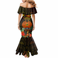 Papua New Guinea Manus Province Mermaid Dress Papua Niugini Coat Of Arms With Flag Style LT14 - Polynesian Pride