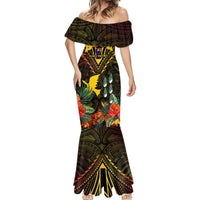 Papua New Guinea Manus Province Mermaid Dress Papua Niugini Coat Of Arms With Flag Style LT14 - Polynesian Pride