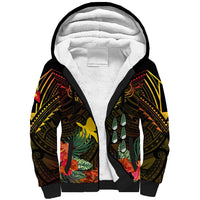 Papua New Guinea Manus Province Sherpa Hoodie Papua Niugini Coat Of Arms With Flag Style LT14 Unisex Black - Polynesian Pride