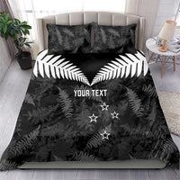 Custom New Zealand Silver Fern Football Bedding Set Go Aotearoa Grunge Black - Polynesian Pride