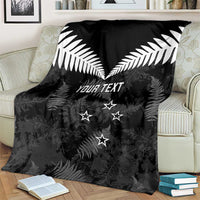 Custom New Zealand Silver Fern Football Blanket Go Aotearoa Grunge Black - Polynesian Pride