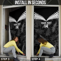 Custom New Zealand Silver Fern Football Door Cover Go Aotearoa Grunge Black - Polynesian Pride