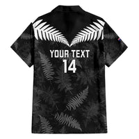 Custom New Zealand Silver Fern Football Family Matching Long Sleeve Bodycon Dress and Hawaiian Shirt Go Aotearoa Grunge Black - Polynesian Pride