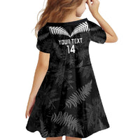 Custom New Zealand Silver Fern Football Family Matching Tank Maxi Dress and Hawaiian Shirt Go Aotearoa Grunge Black - Polynesian Pride