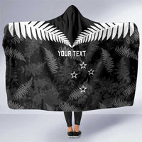 Custom New Zealand Silver Fern Football Hooded Blanket Go Aotearoa Grunge Black - Polynesian Pride