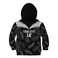 Custom New Zealand Silver Fern Football Kid Hoodie Go Aotearoa Grunge Black - Polynesian Pride