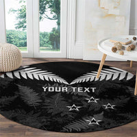 Custom New Zealand Silver Fern Football Round Carpet Go Aotearoa Grunge Black - Polynesian Pride