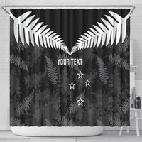 Custom New Zealand Silver Fern Football Shower Curtain Go Aotearoa Grunge Black - Polynesian Pride