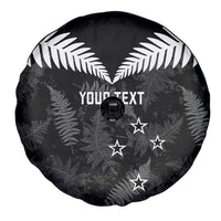 Custom New Zealand Silver Fern Football Spare Tire Cover Go Aotearoa Grunge Black - Polynesian Pride