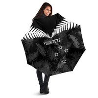 Custom New Zealand Silver Fern Football Umbrella Go Aotearoa Grunge Black - Polynesian Pride