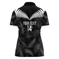 Custom New Zealand Silver Fern Football Women Polo Shirt Go Aotearoa Grunge Black - Polynesian Pride