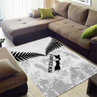 Custom New Zealand Silver Fern Football Area Rug Go Aotearoa Grunge White - Polynesian Pride