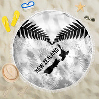 Custom New Zealand Silver Fern Football Beach Blanket Go Aotearoa Grunge White - Polynesian Pride