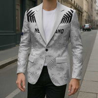 Custom New Zealand Silver Fern Football Blazer Go Aotearoa Grunge White - Polynesian Pride
