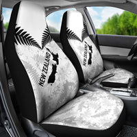Custom New Zealand Silver Fern Football Car Seat Cover Go Aotearoa Grunge White - Polynesian Pride
