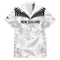 Custom New Zealand Silver Fern Football Family Matching Off Shoulder Short Dress and Hawaiian Shirt Go Aotearoa Grunge White - Polynesian Pride