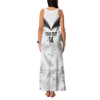 Custom New Zealand Silver Fern Football Family Matching Tank Maxi Dress and Hawaiian Shirt Go Aotearoa Grunge White - Polynesian Pride