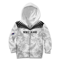 Custom New Zealand Silver Fern Football Kid Hoodie Go Aotearoa Grunge White - Polynesian Pride