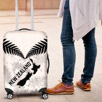 Custom New Zealand Silver Fern Football Luggage Cover Go Aotearoa Grunge White - Polynesian Pride