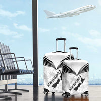 Custom New Zealand Silver Fern Football Luggage Cover Go Aotearoa Grunge White - Polynesian Pride