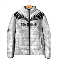 Custom New Zealand Silver Fern Football Padded Jacket Go Aotearoa Grunge White - Polynesian Pride