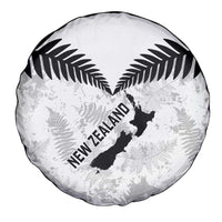 Custom New Zealand Silver Fern Football Spare Tire Cover Go Aotearoa Grunge White - Polynesian Pride