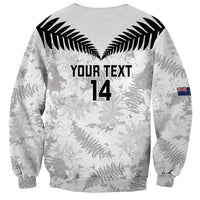 Custom New Zealand Silver Fern Football Sweatshirt Go Aotearoa Grunge White - Polynesian Pride