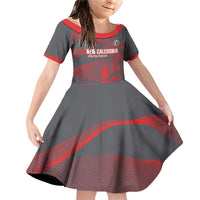 Custom New Caledonia Football Family Matching Off Shoulder Short Dress and Hawaiian Shirt Allez Les Cagous Grey Version - Polynesian Pride