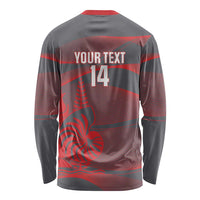 Custom New Caledonia Football Long Sleeve Shirt Allez Les Cagous Grey Version - Polynesian Pride