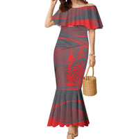 Custom New Caledonia Football Mermaid Dress Allez Les Cagous Grey Version - Polynesian Pride
