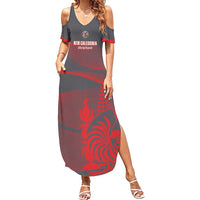 Custom New Caledonia Football Summer Maxi Dress Allez Les Cagous Grey Version - Polynesian Pride