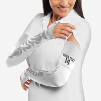 Custom New Caledonia Football Arm Sleeves Allez Les Cagous White Version - Polynesian Pride