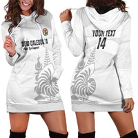 Custom New Caledonia Football Hoodie Dress Allez Les Cagous White Version - Polynesian Pride