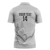 Custom New Caledonia Football Zipper Polo Shirt Allez Les Cagous White Version - Polynesian Pride