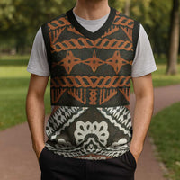 Bula Fiji Tapa Christmas Knitted V-Neck Vest Fijian Masi Vintage Vibes LT14 - Polynesian Pride
