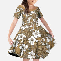 Kuvui Bula Fiji Family Matching Short Sleeve Bodycon Dress and Hawaiian Shirt Fijian Tapa Seamless Hibiscus - Polynesian Pride