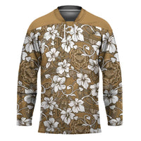 Kuvui Bula Fiji Hockey Jersey Fijian Tapa Seamless Hibiscus LT14 Unisex Brown - Polynesian Pride