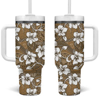 Kuvui Bula Fiji Tumbler With Handle Fijian Tapa Seamless Hibiscus - Polynesian Pride