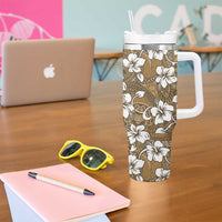 Kuvui Bula Fiji Tumbler With Handle Fijian Tapa Seamless Hibiscus - Polynesian Pride