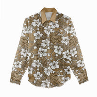 Kuvui Bula Fiji Women Casual Shirt Fijian Tapa Seamless Hibiscus LT14 - Polynesian Pride