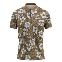 Kuvui Bula Fiji Zipper Polo Shirt Fijian Tapa Seamless Hibiscus - Polynesian Pride